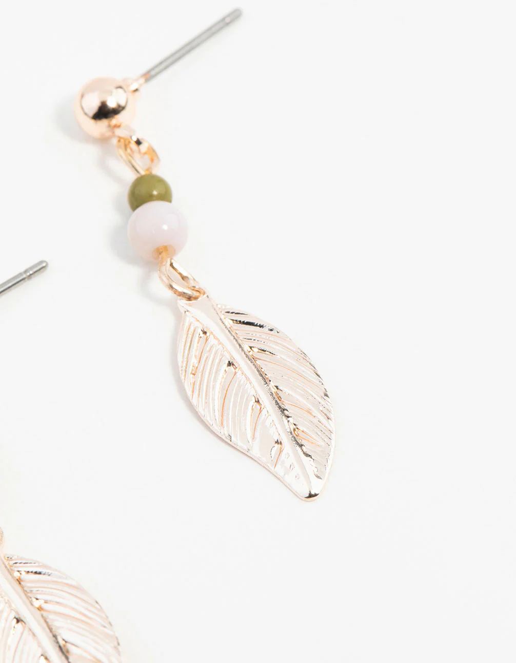 Rose Gold Textured Leaf Drop Earrings - Image 6