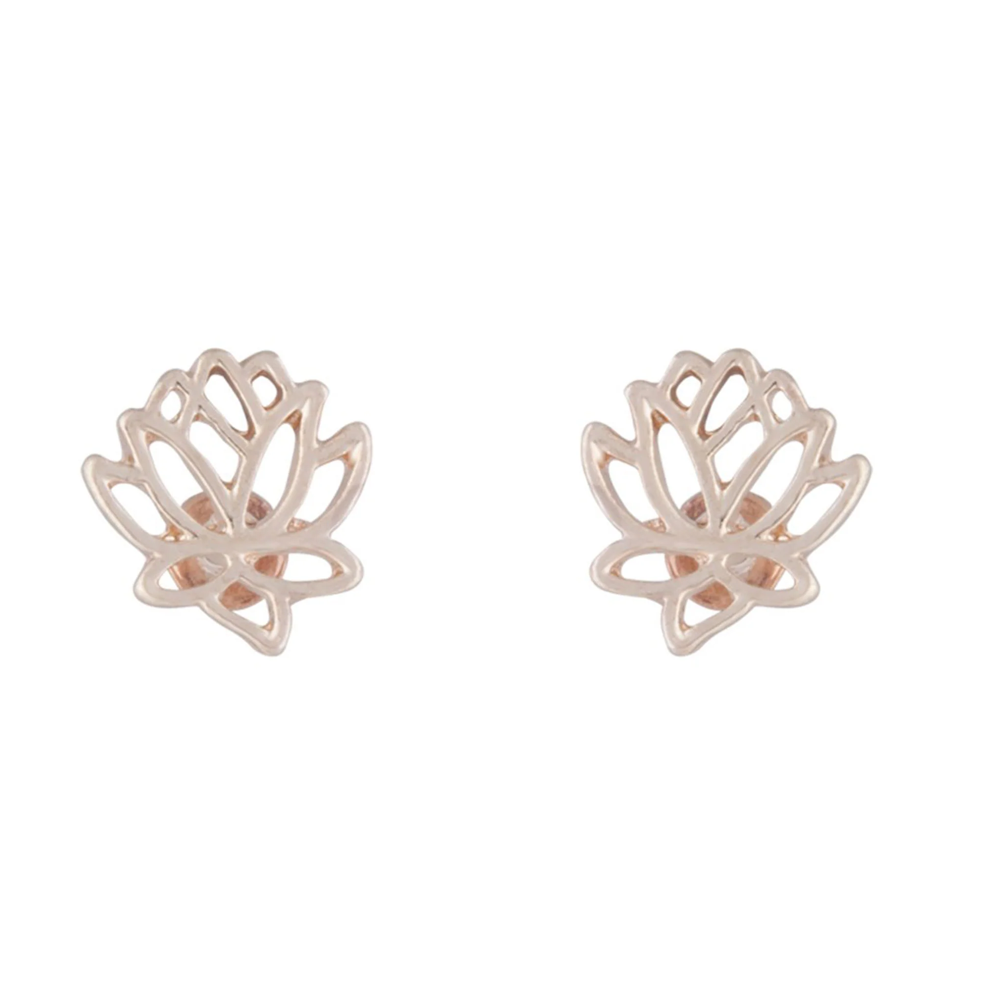 Rose Gold Open Lotus Earrings - Image 2
