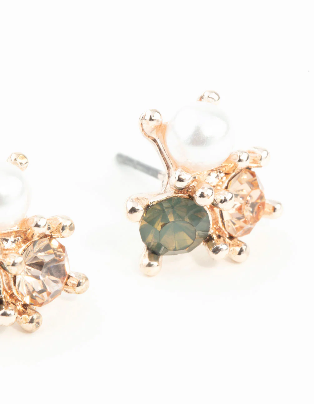Rose Gold Pearl Tiny Cluster Earrings - Image 4