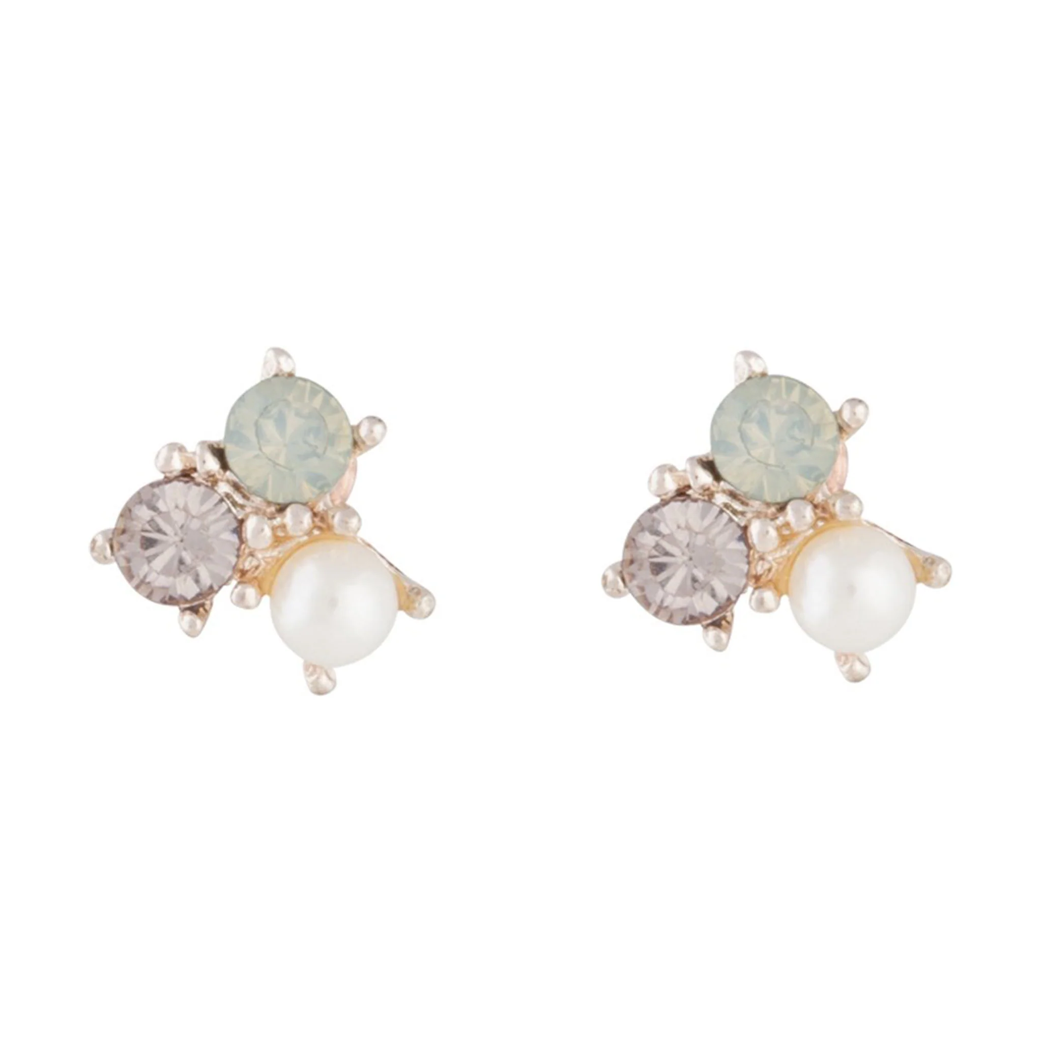 Rose Gold Pearl Tiny Cluster Earrings - Image 5