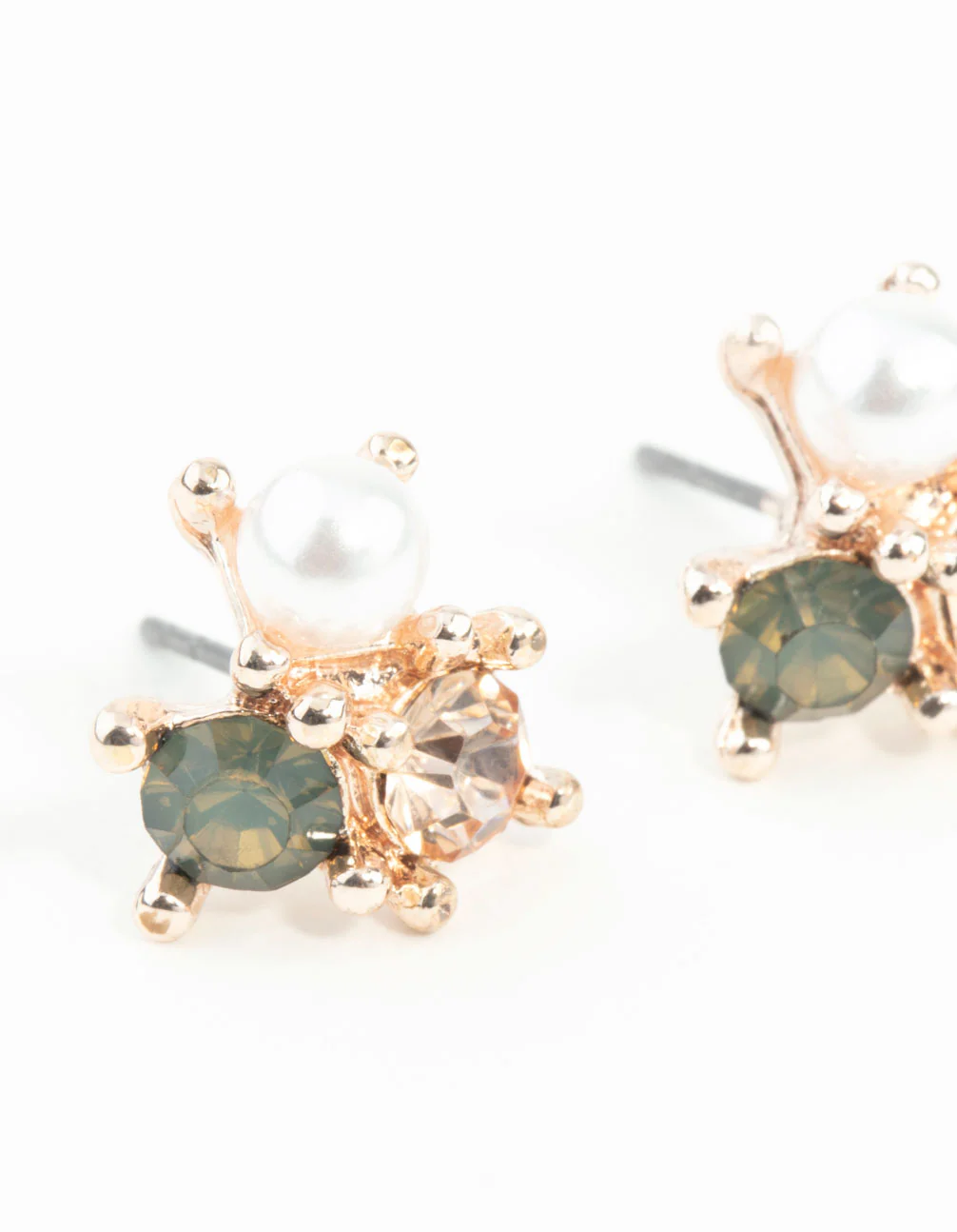 Rose Gold Pearl Tiny Cluster Earrings - Image 6