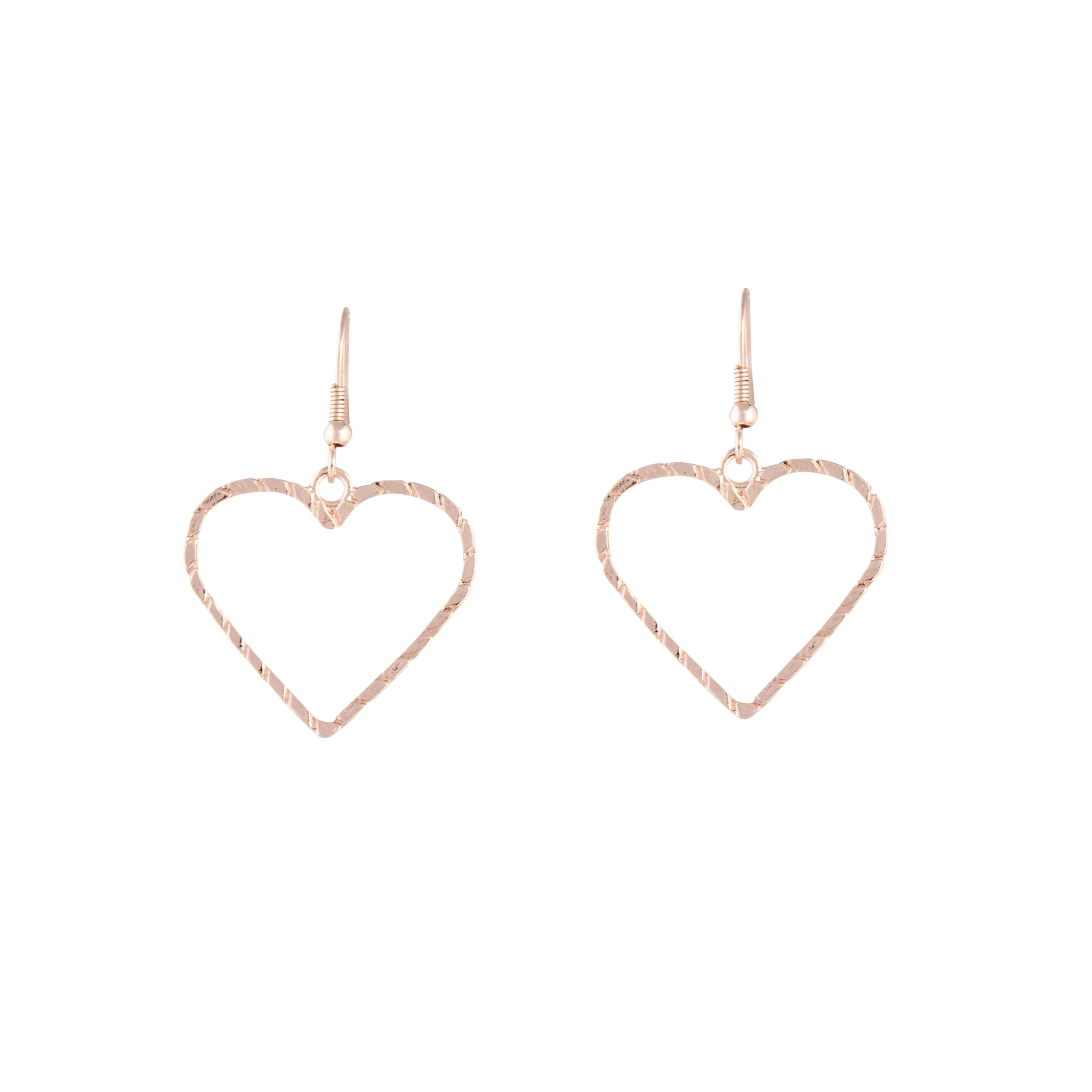Rose Gold Rope Look Heart Drop Earring - Image 2