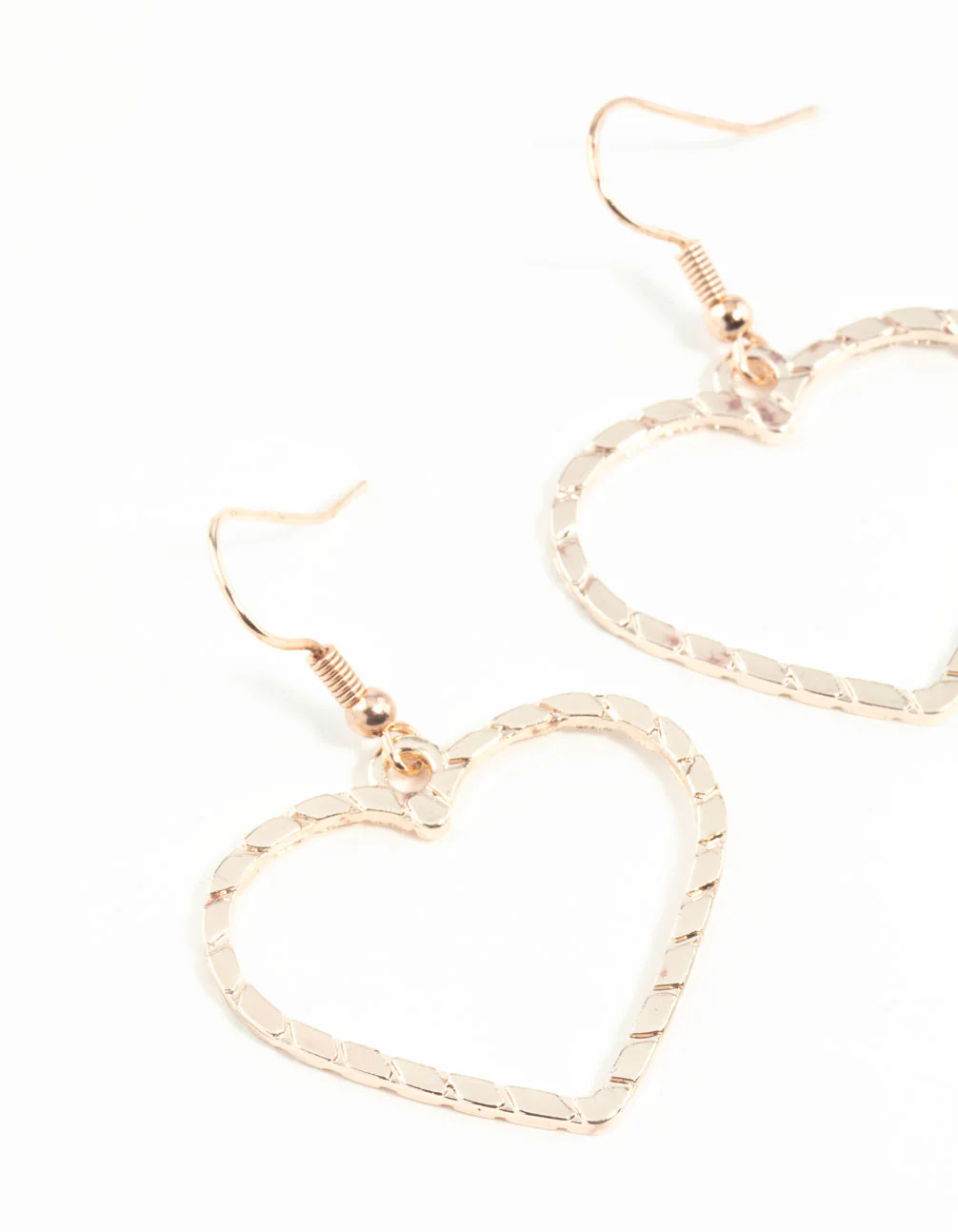 Rose Gold Rope Look Heart Drop Earring - Image 3