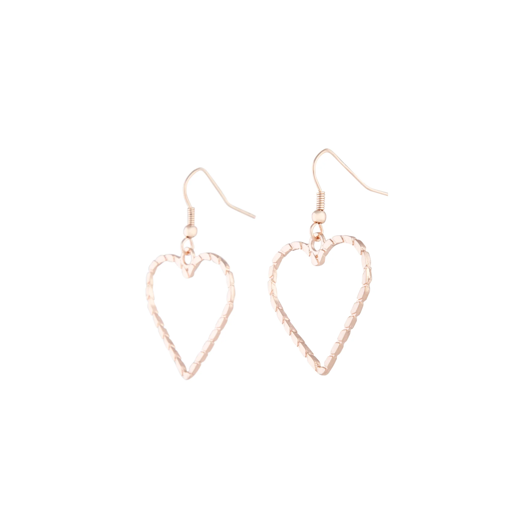 Rose Gold Rope Look Heart Drop Earring - Image 5