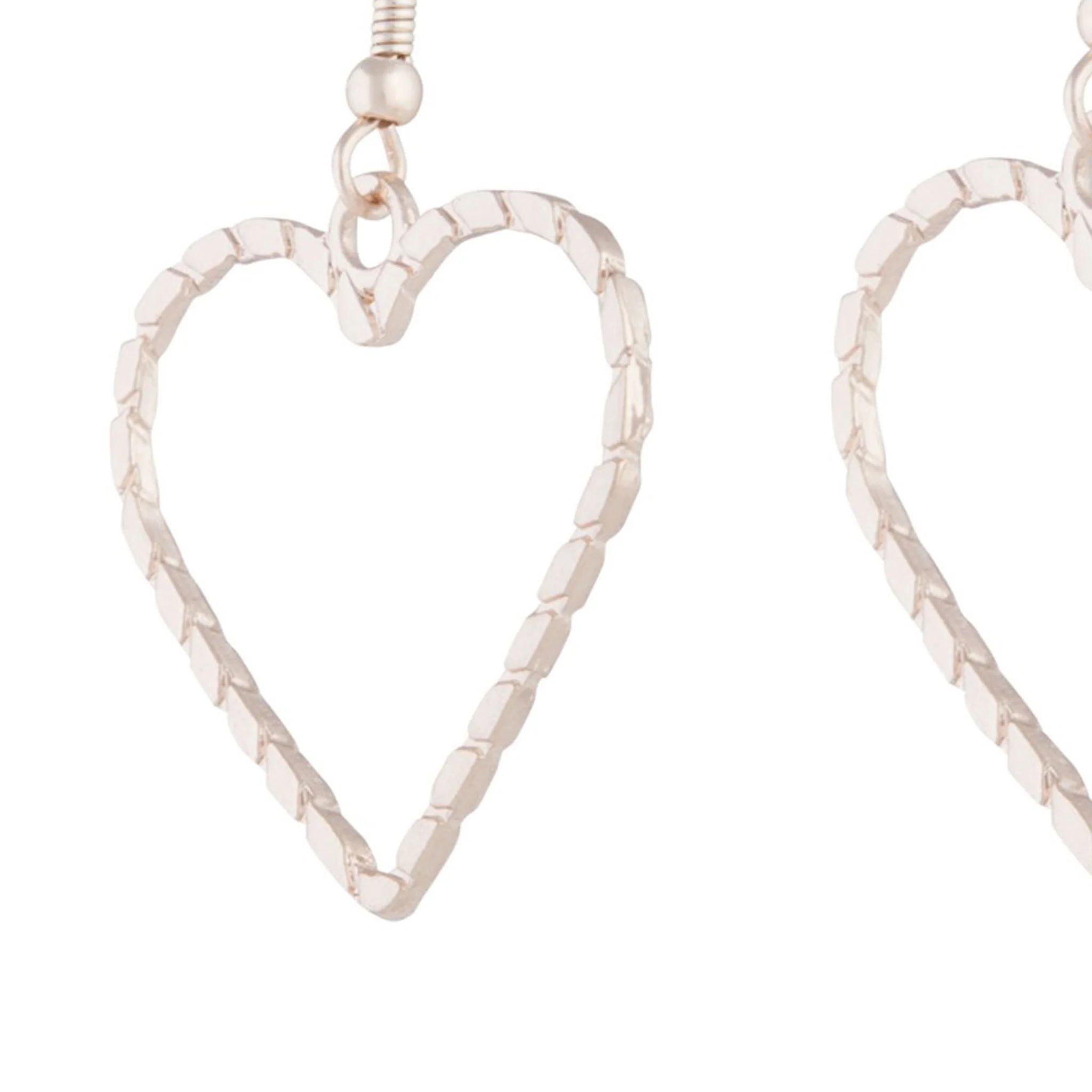 Rose Gold Rope Look Heart Drop Earring - Image 6
