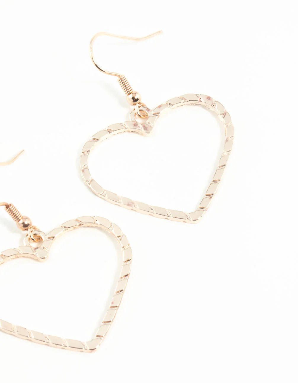 Rose Gold Rope Look Heart Drop Earring - Image 7