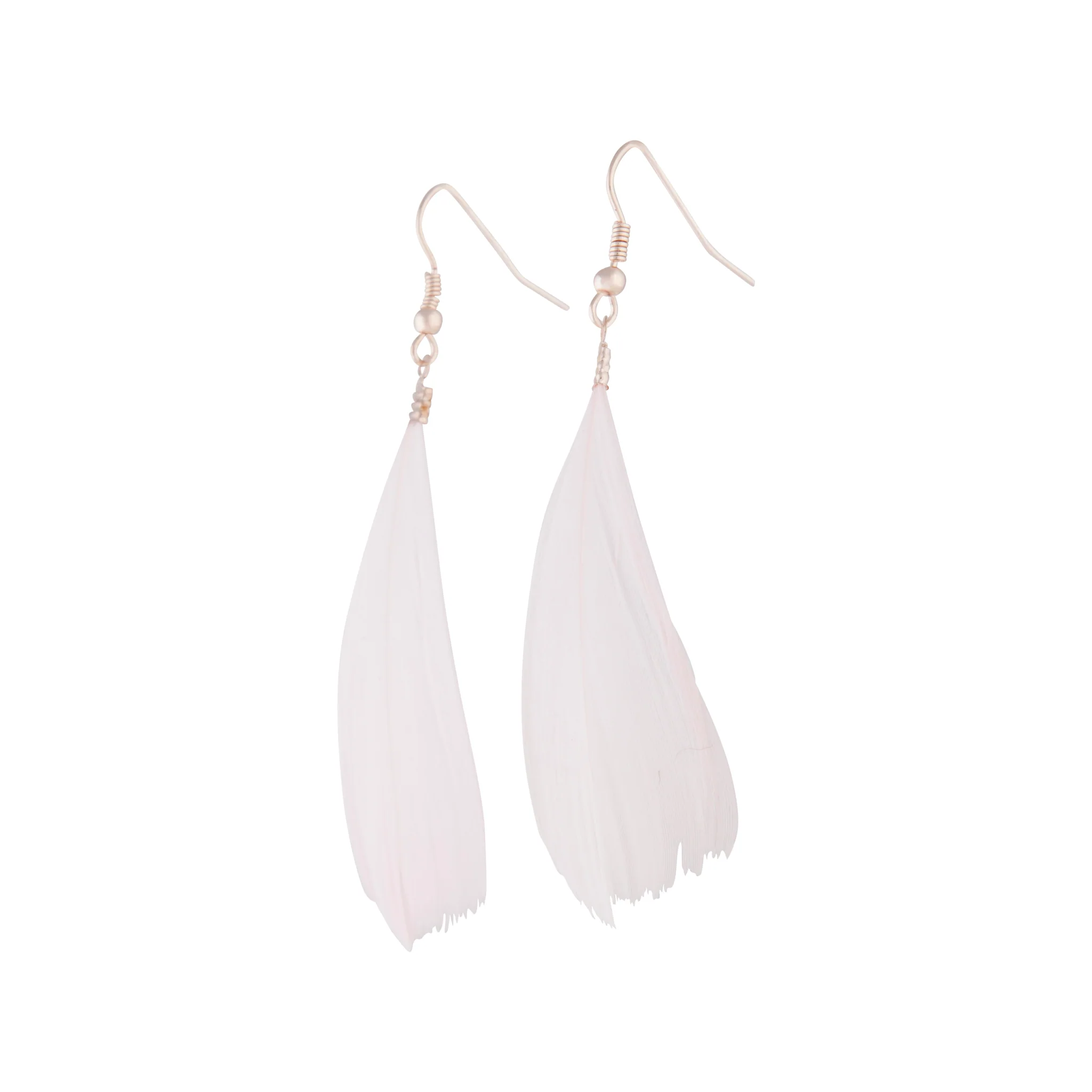 Rose Gold Pink Feather Earrings - Image 2