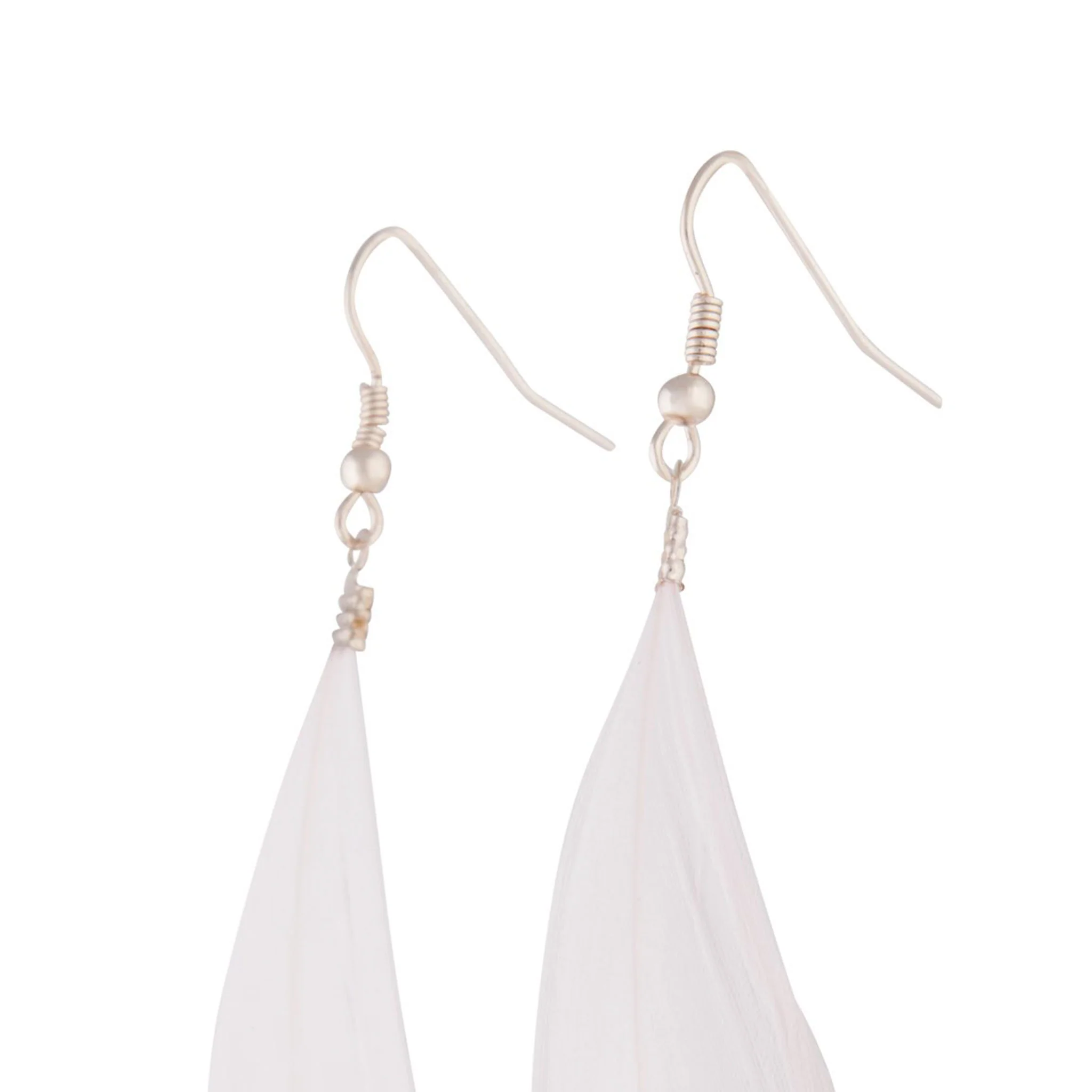 Rose Gold Pink Feather Earrings - Image 4