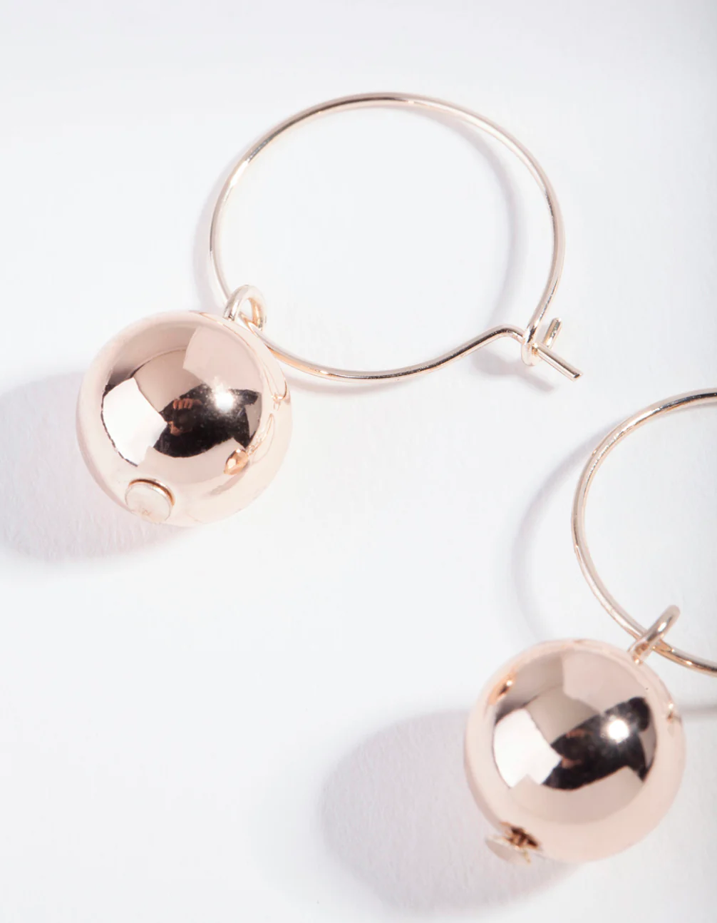 Rose Gold Solid Ball Hoop Earrings - Image 2