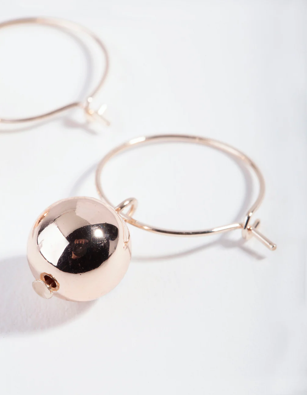 Rose Gold Solid Ball Hoop Earrings - Image 3