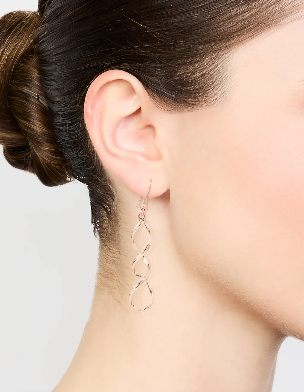 Rose Gold Spiral Drop Earrings - Image 2