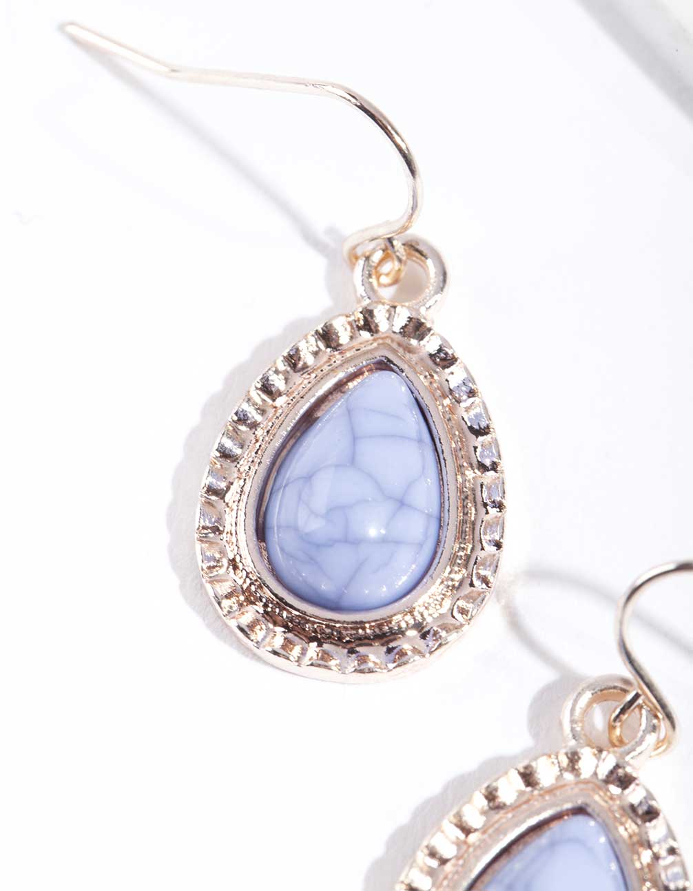 Rose Gold Mini Etched Tear Drop Earrings - Image 2