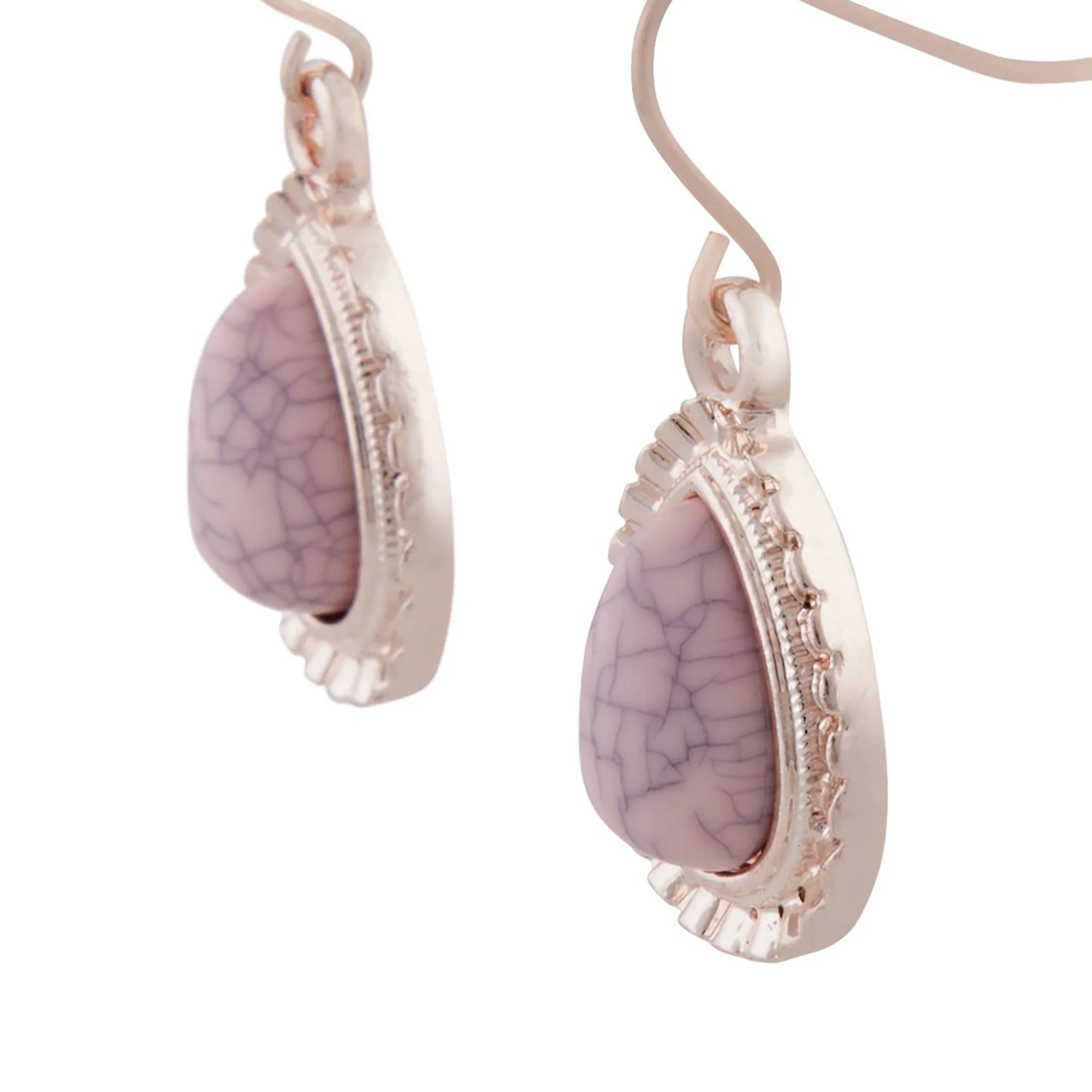 Pink Centre Stone With Diamante Teardrop Earrings - Image 2