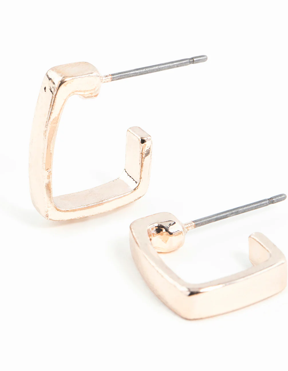 Rose Gold Thick Square Hoop Earrings - Image 2