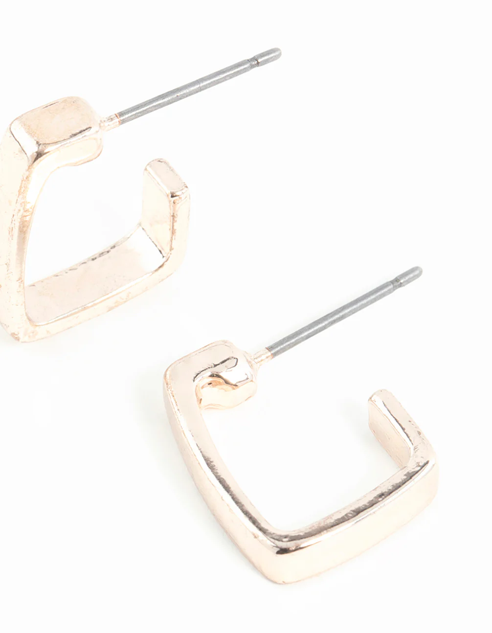 Rose Gold Thick Square Hoop Earrings - Image 3