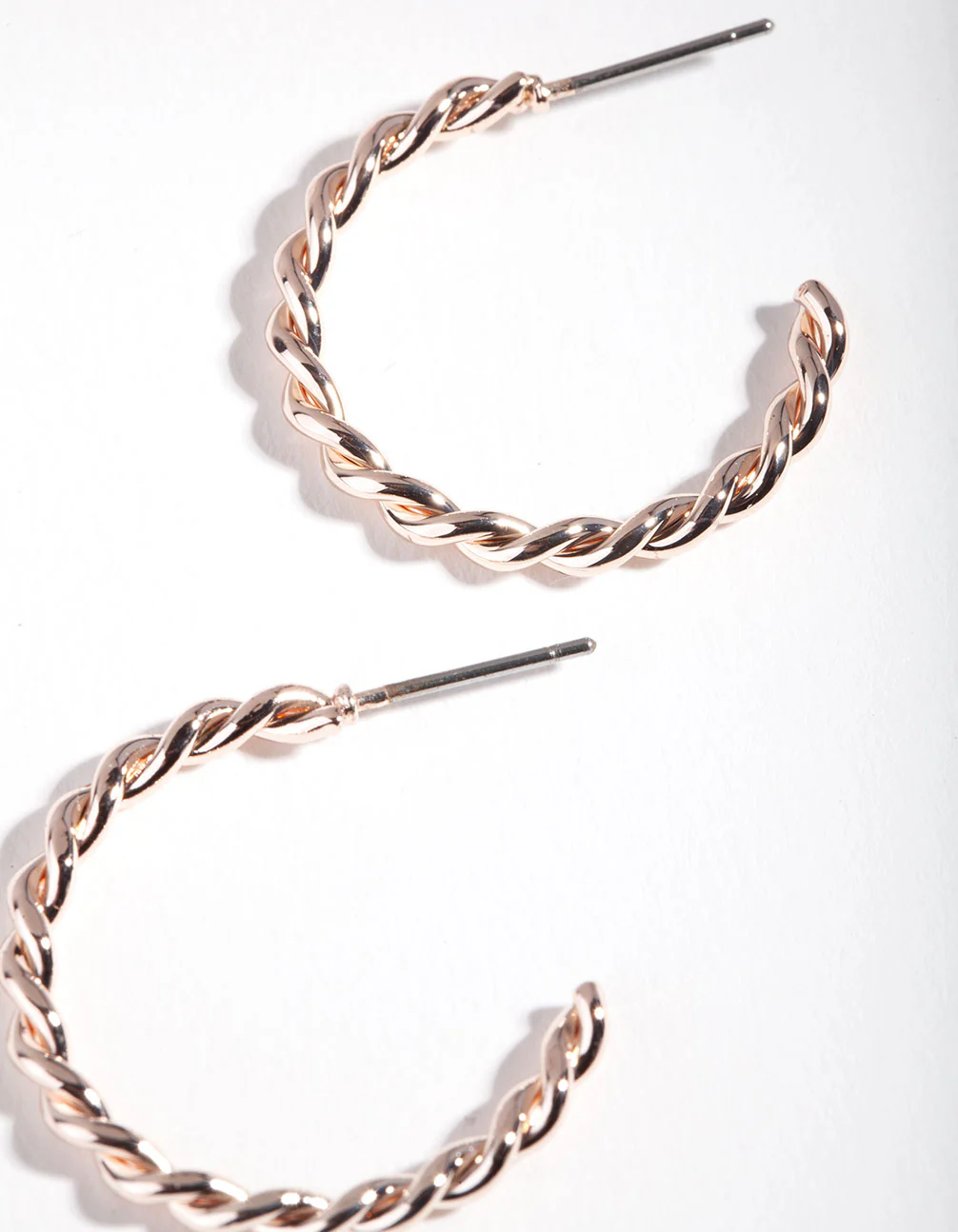 Rose Gold Twisted Hoop Earrings - Image 2