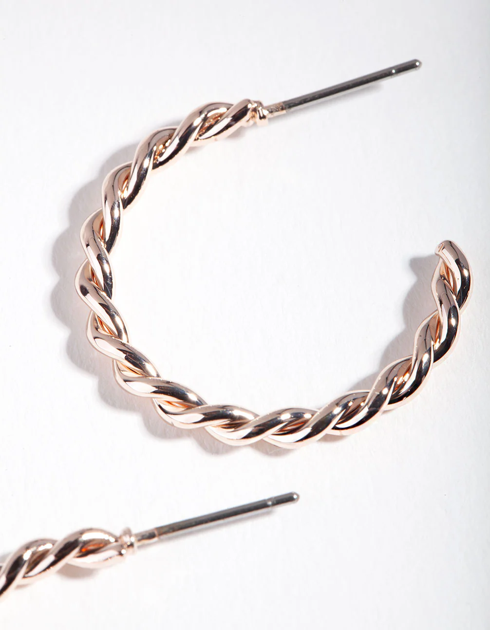 Rose Gold Twisted Hoop Earrings - Image 3