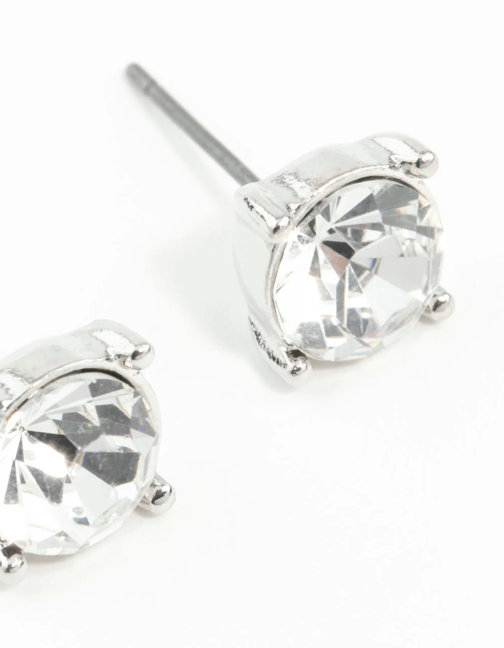Silver 2 Carat Glass Stud Earrings - Image 3