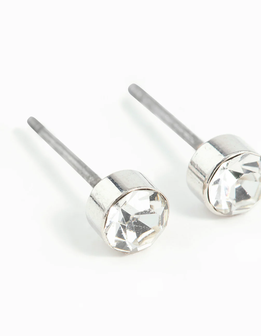 Silver Diamante Stud Earrings 2MM - Image 2