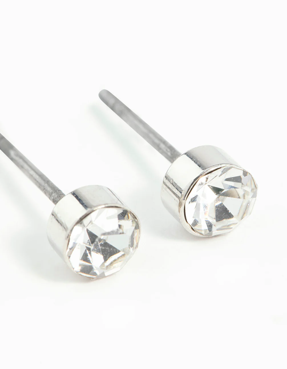 Silver Diamante Stud Earrings 2MM - Image 3