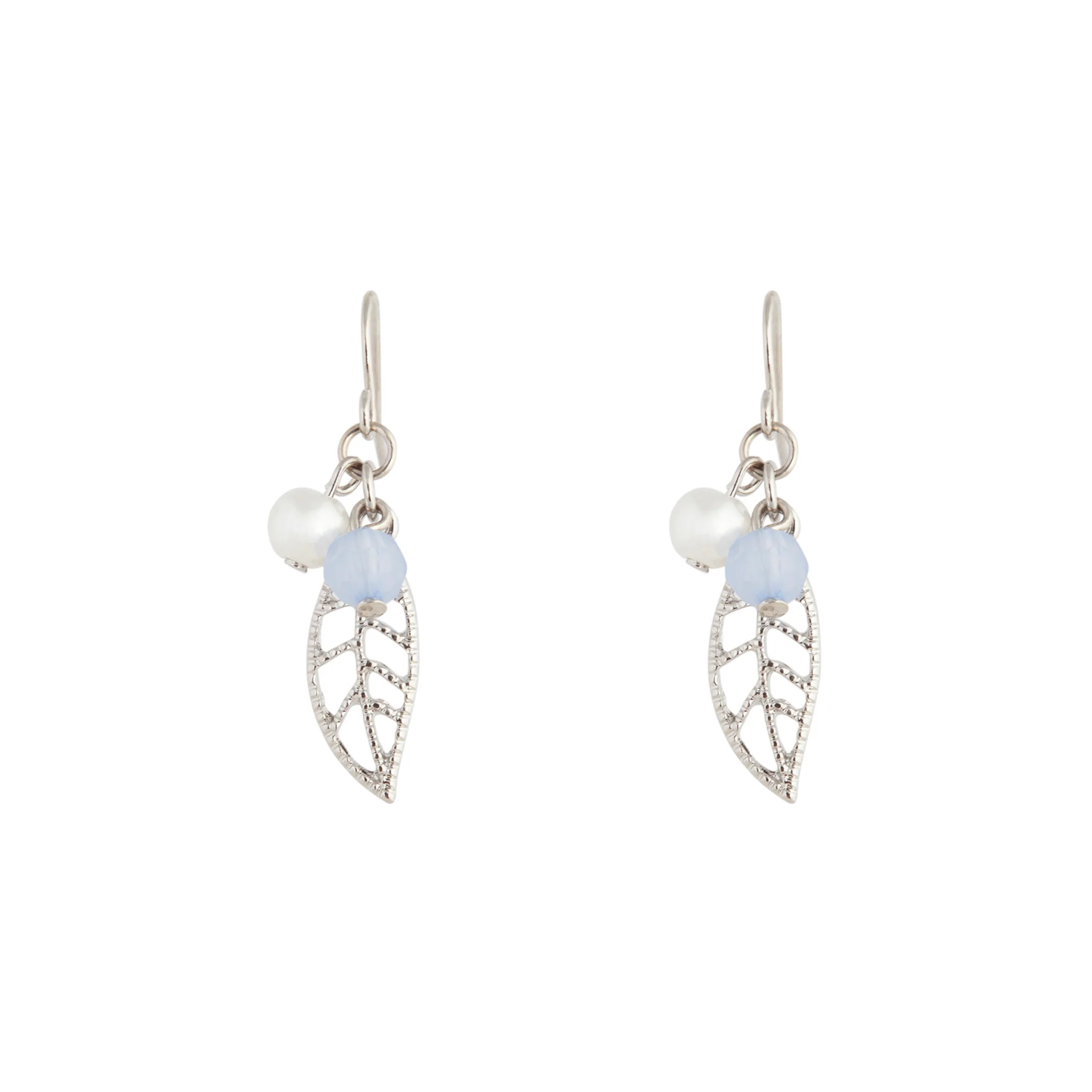 Silver Leaf Drop Earrings - Image 2