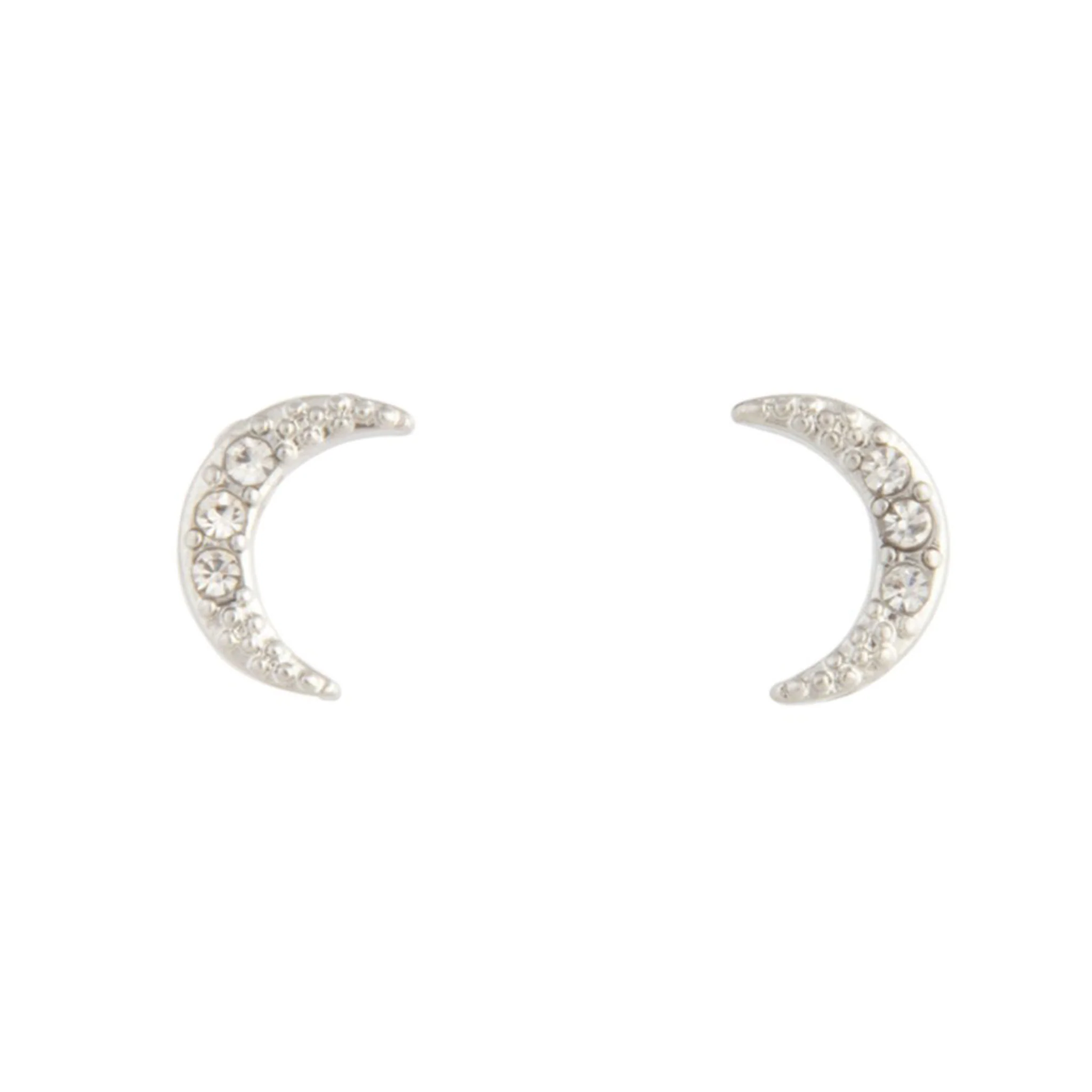 Silver Diamante Cresent Stud Earrings - Image 7