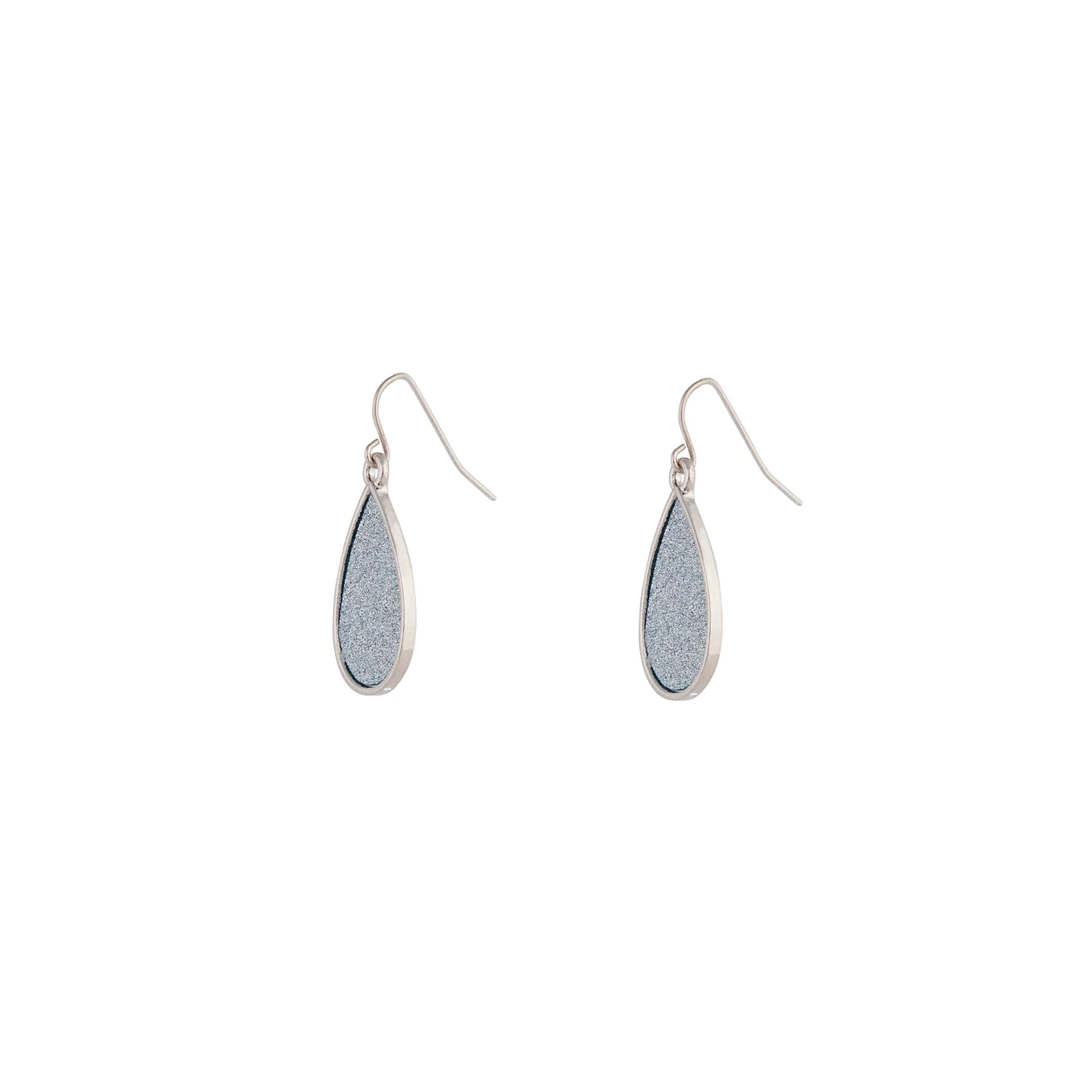 Silver Glitter Teardrop Earrings - Image 2