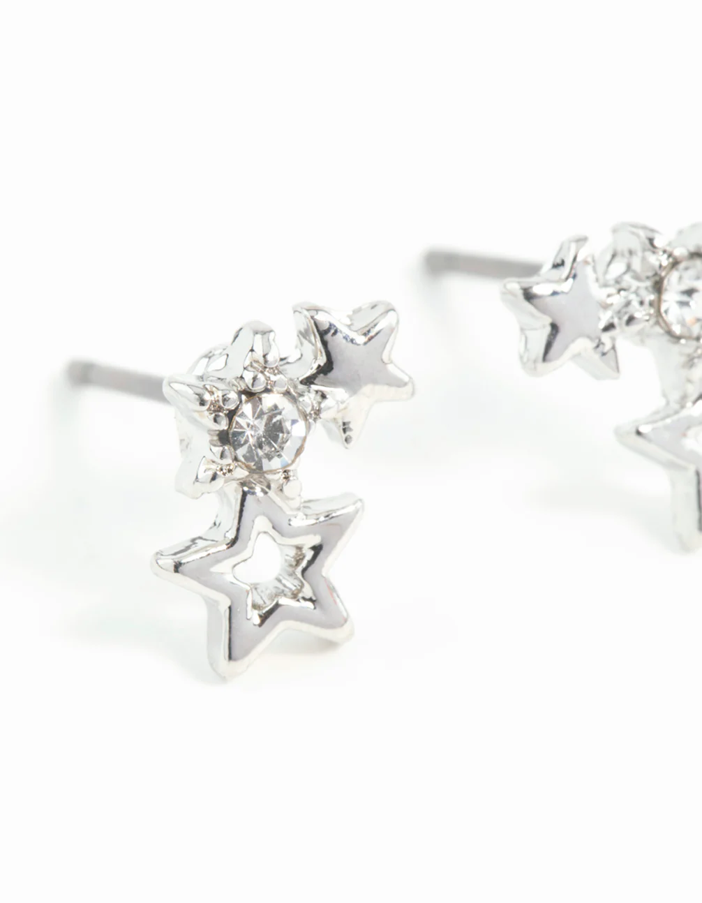 Silver Mini Star Cluster Stud Earrings - Image 2