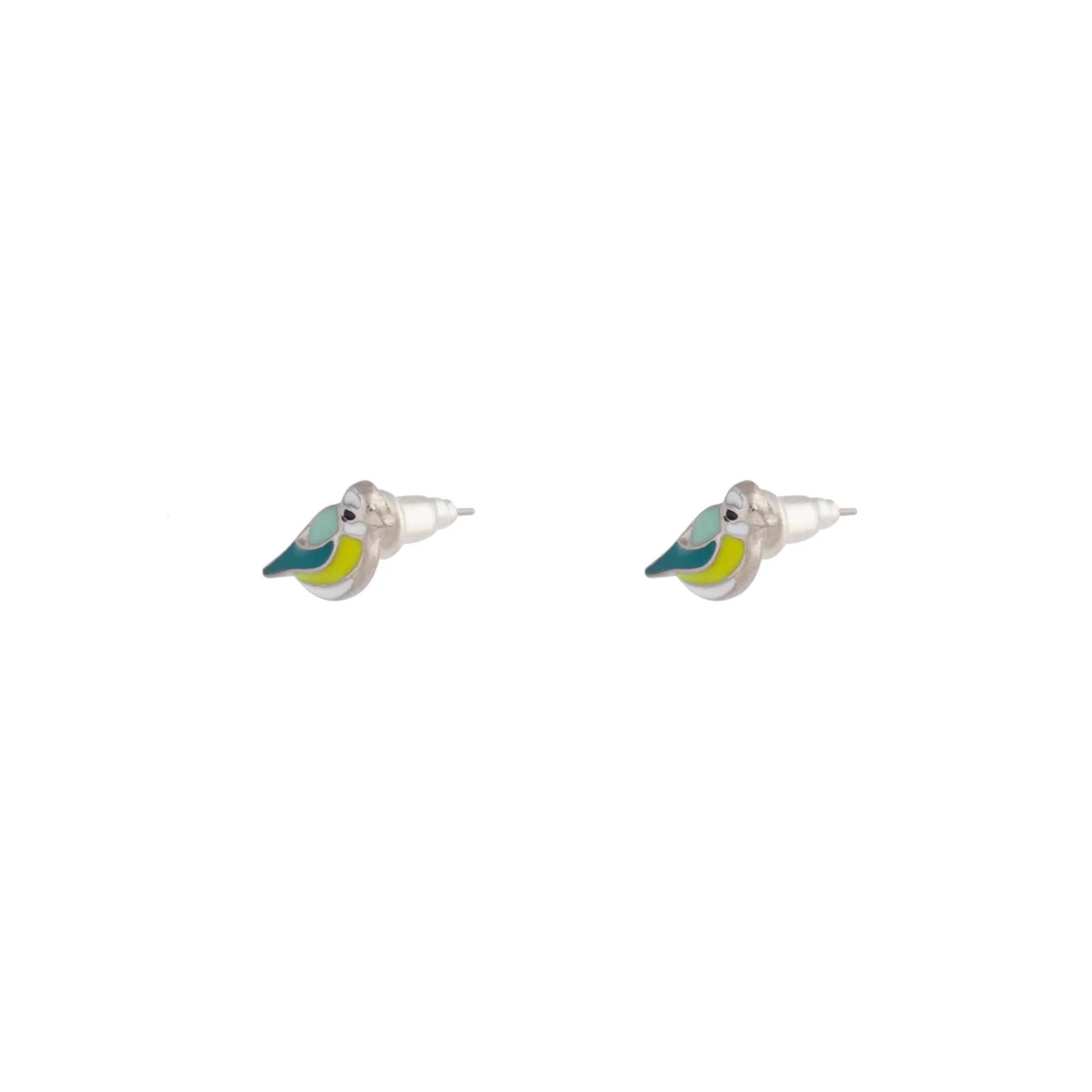 Rhodium Multi-Coloured Bird Stud Earrings - Image 2