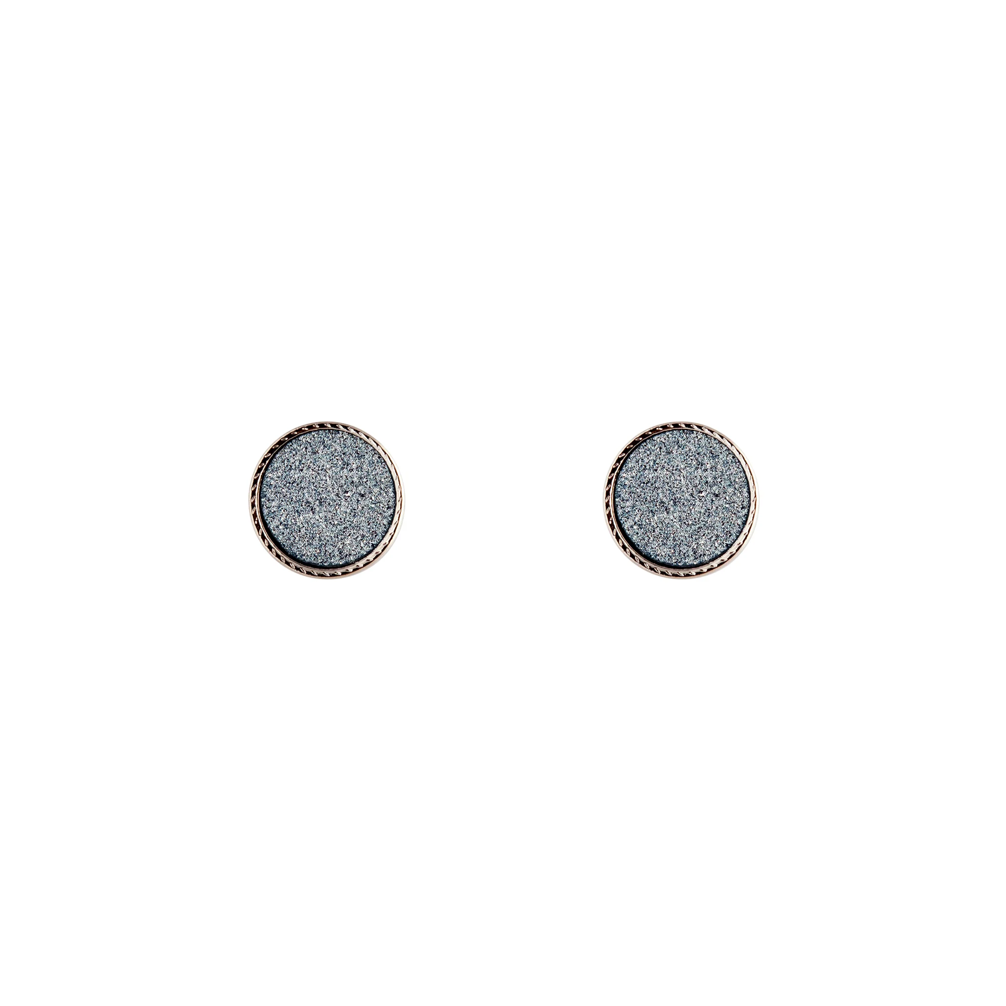 Round Silver Blue Glitter Earrings - Image 2