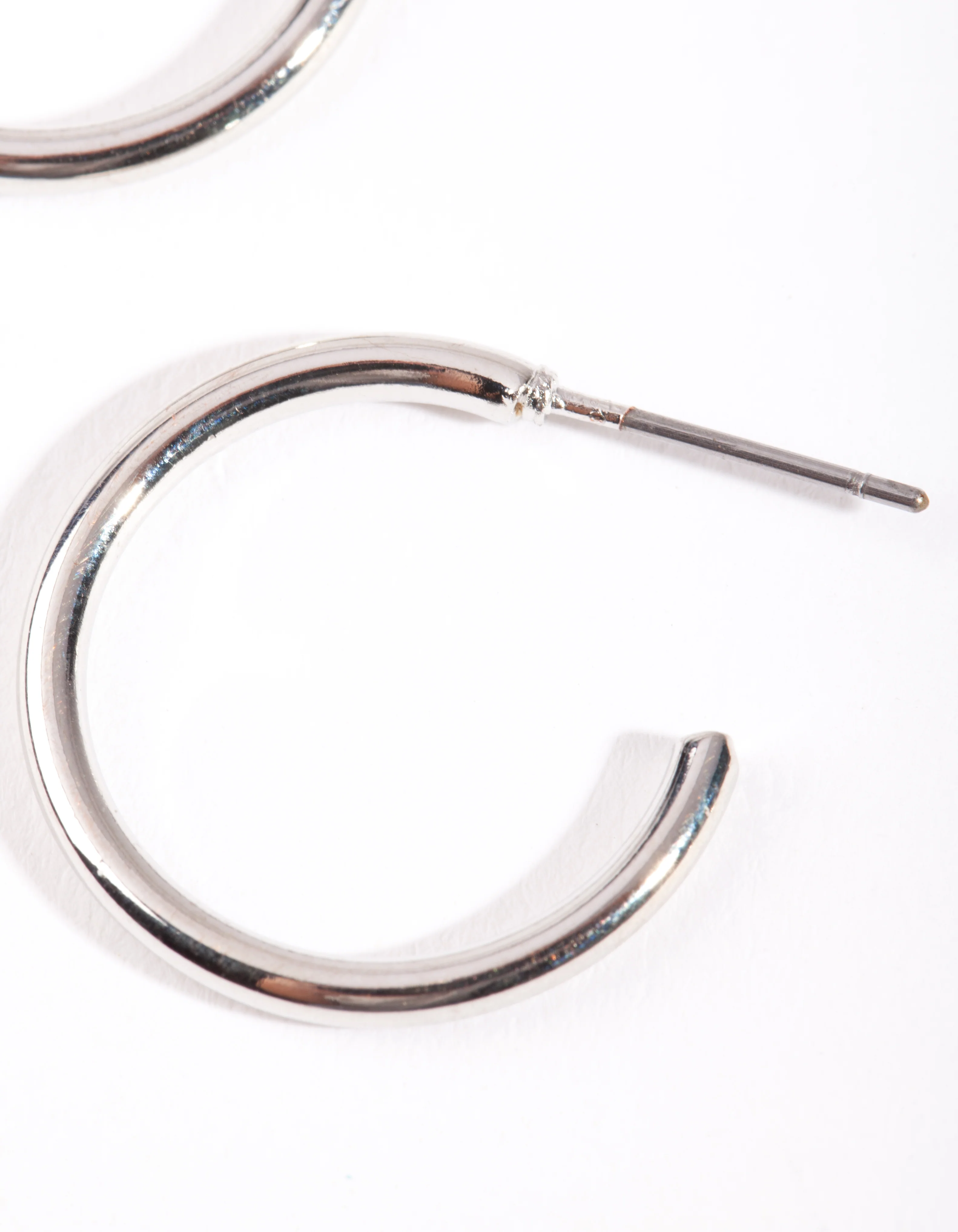 Silver Small Plain Hoop Earrings - Image 2