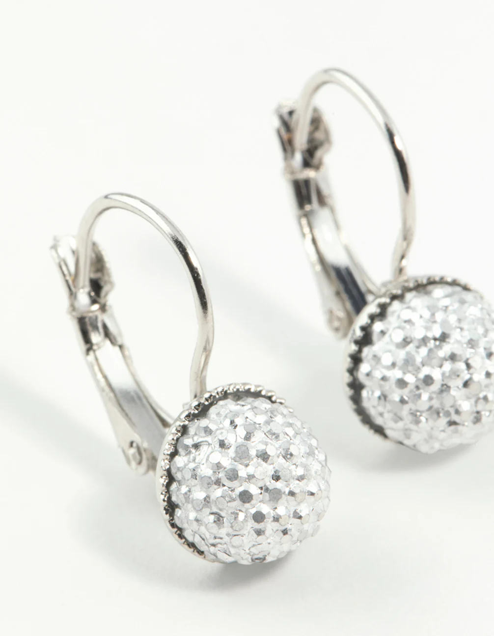 Silver Sparkle Ball Clip Earrings - Image 2