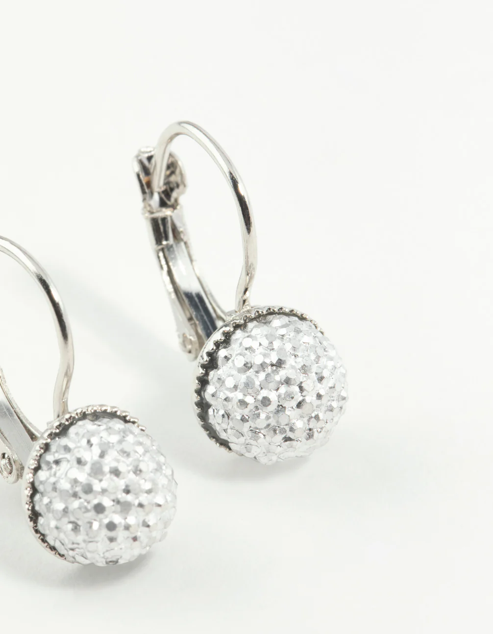 Silver Sparkle Ball Clip Earrings - Image 3