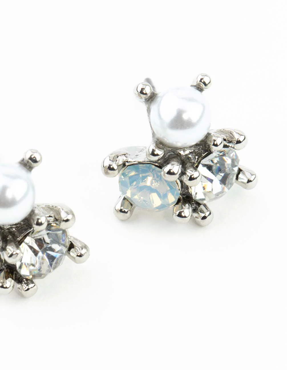 Silver Stone & Pearl Cluster Earrings - Image 9