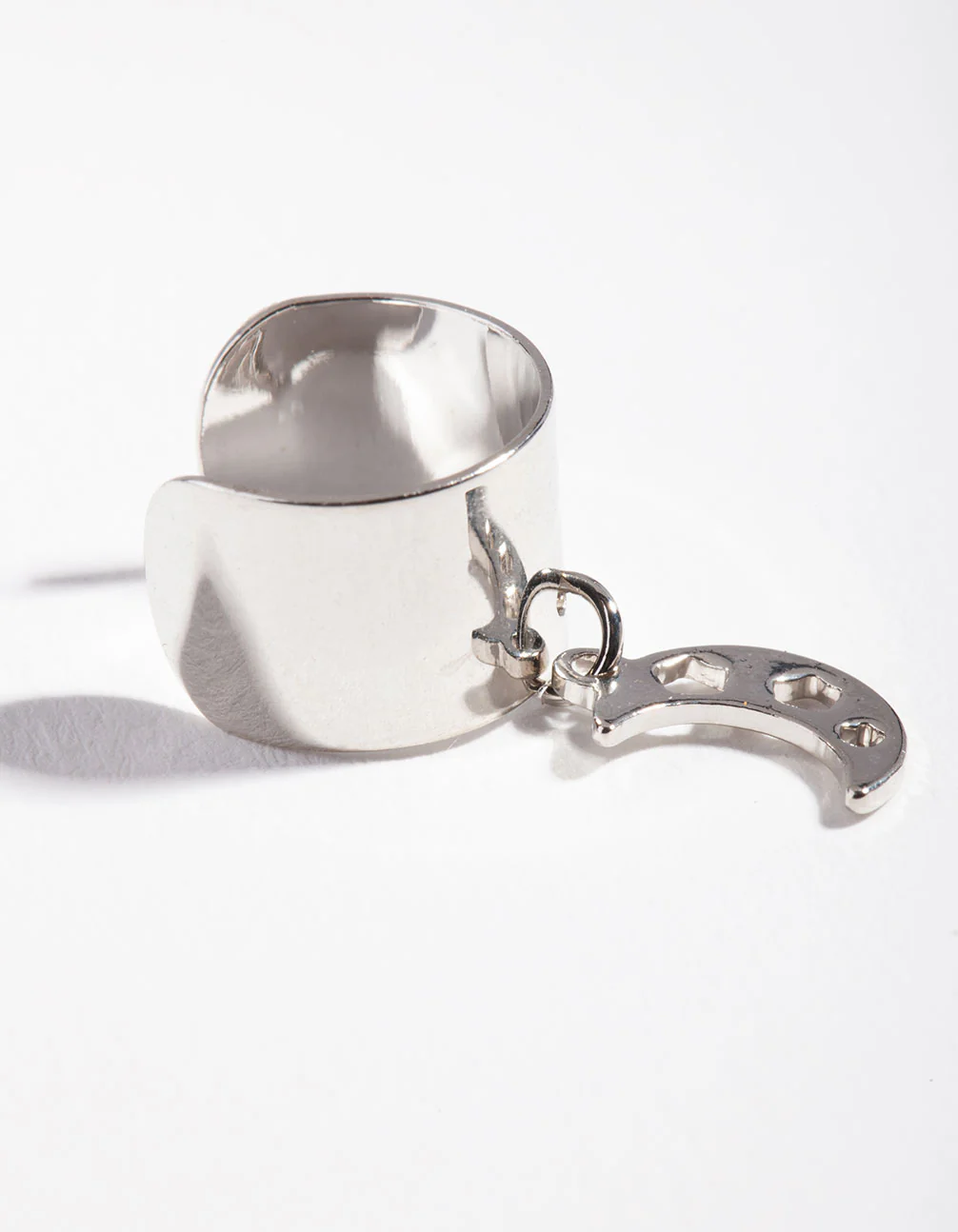 Silver Thick Crescent Moon Ear Cuff - Image 2