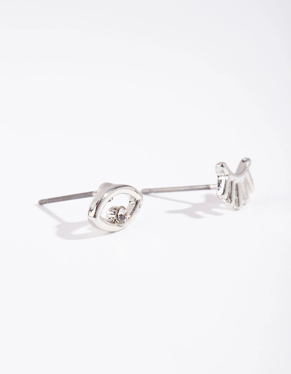 Silver Mismatch Wink Wink Stud Earrings - Image 2