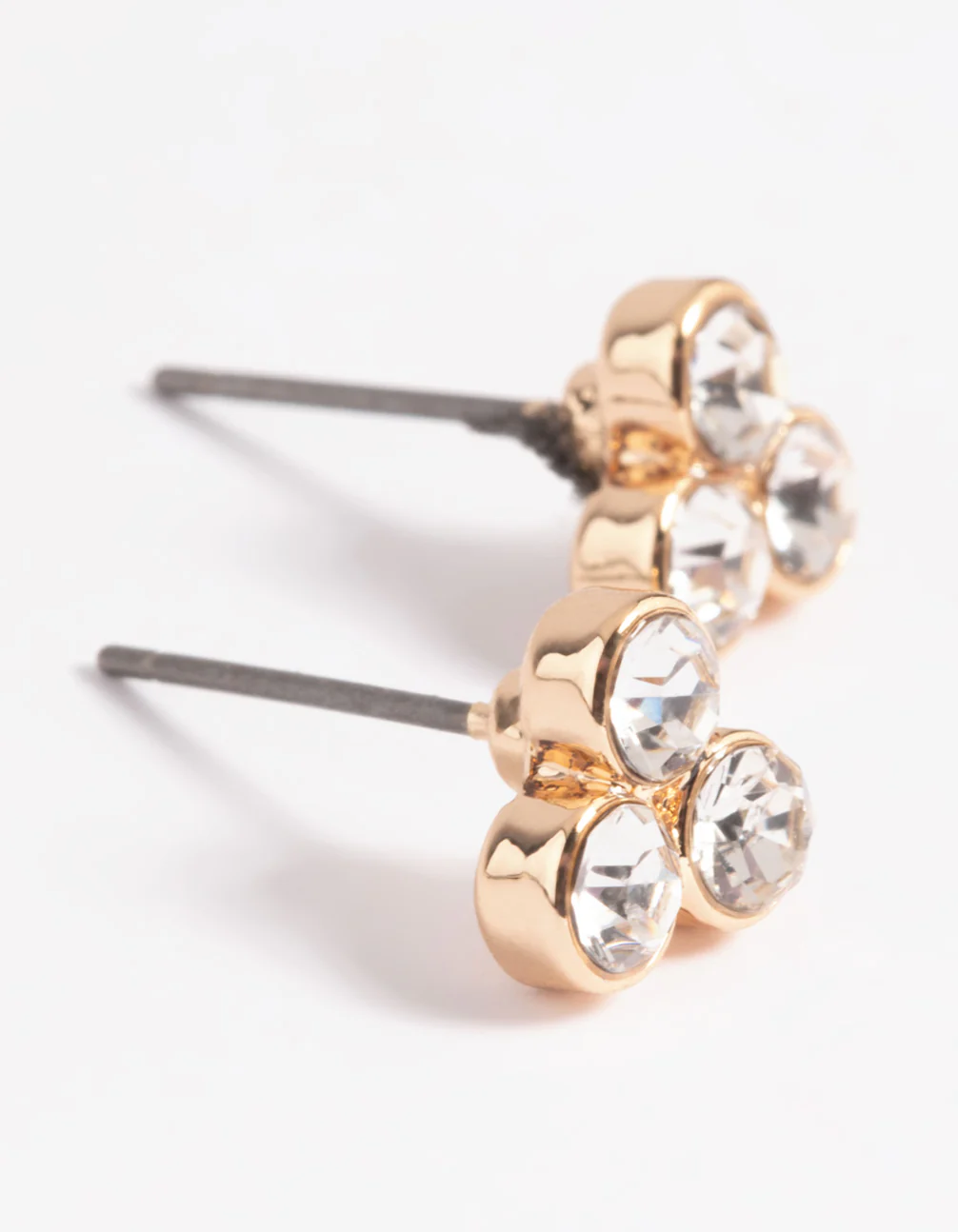 Gold Diamante Stud Earrings - Image 2