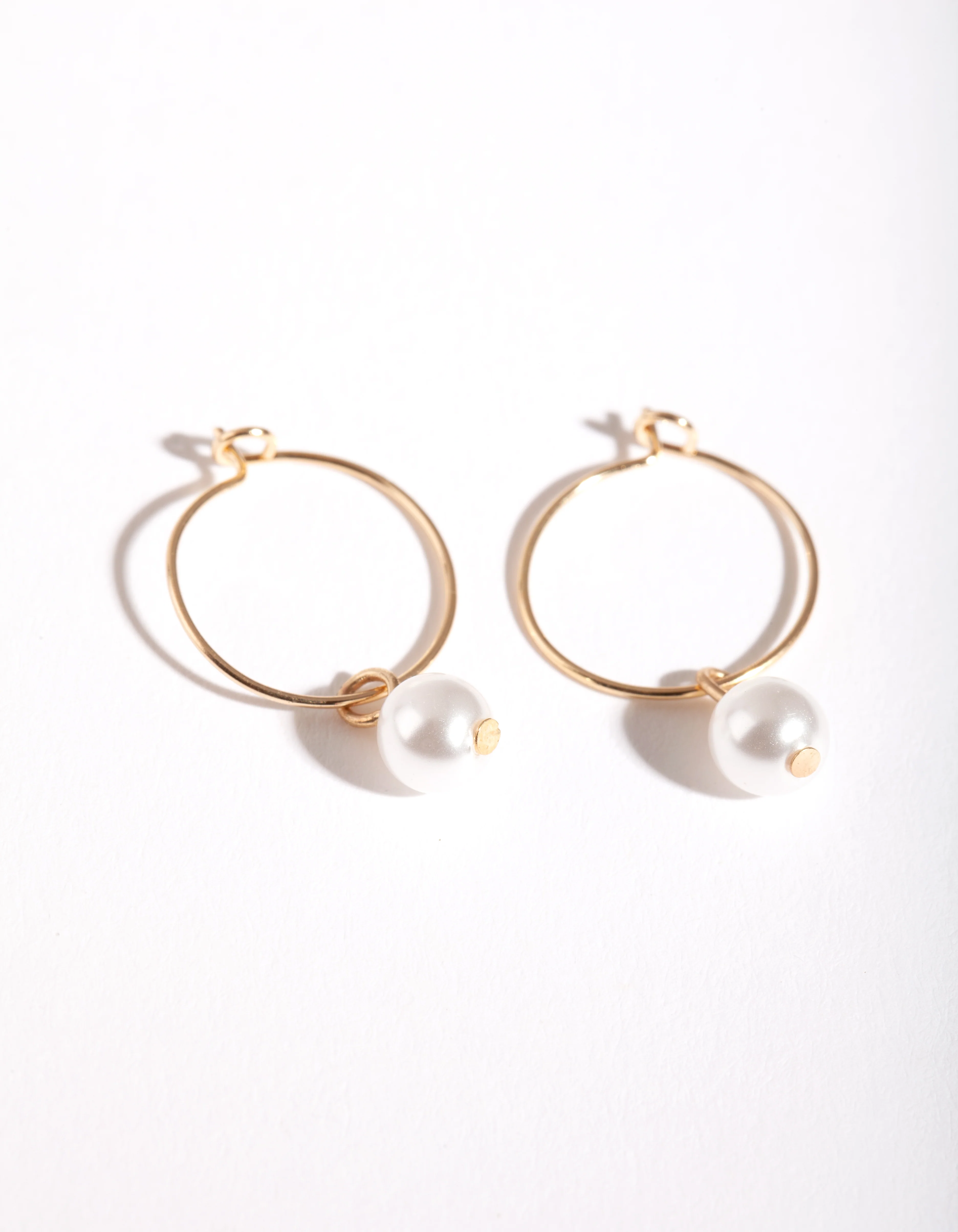 Gold 3mm Pearl Hoop Earrings - Image 2