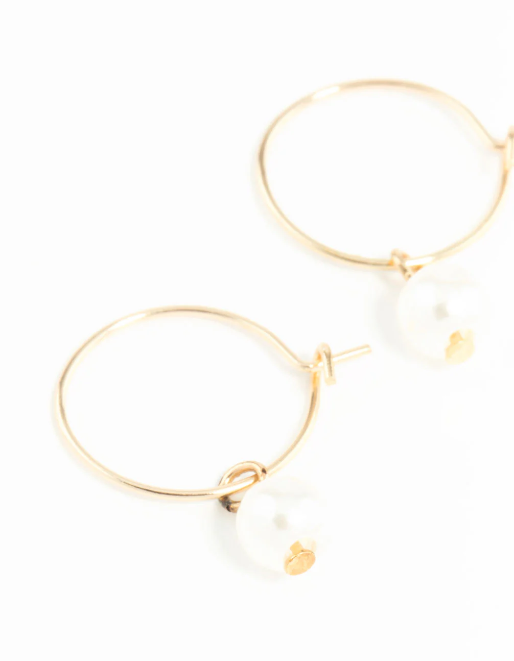 Gold 3mm Pearl Hoop Earrings - Image 4