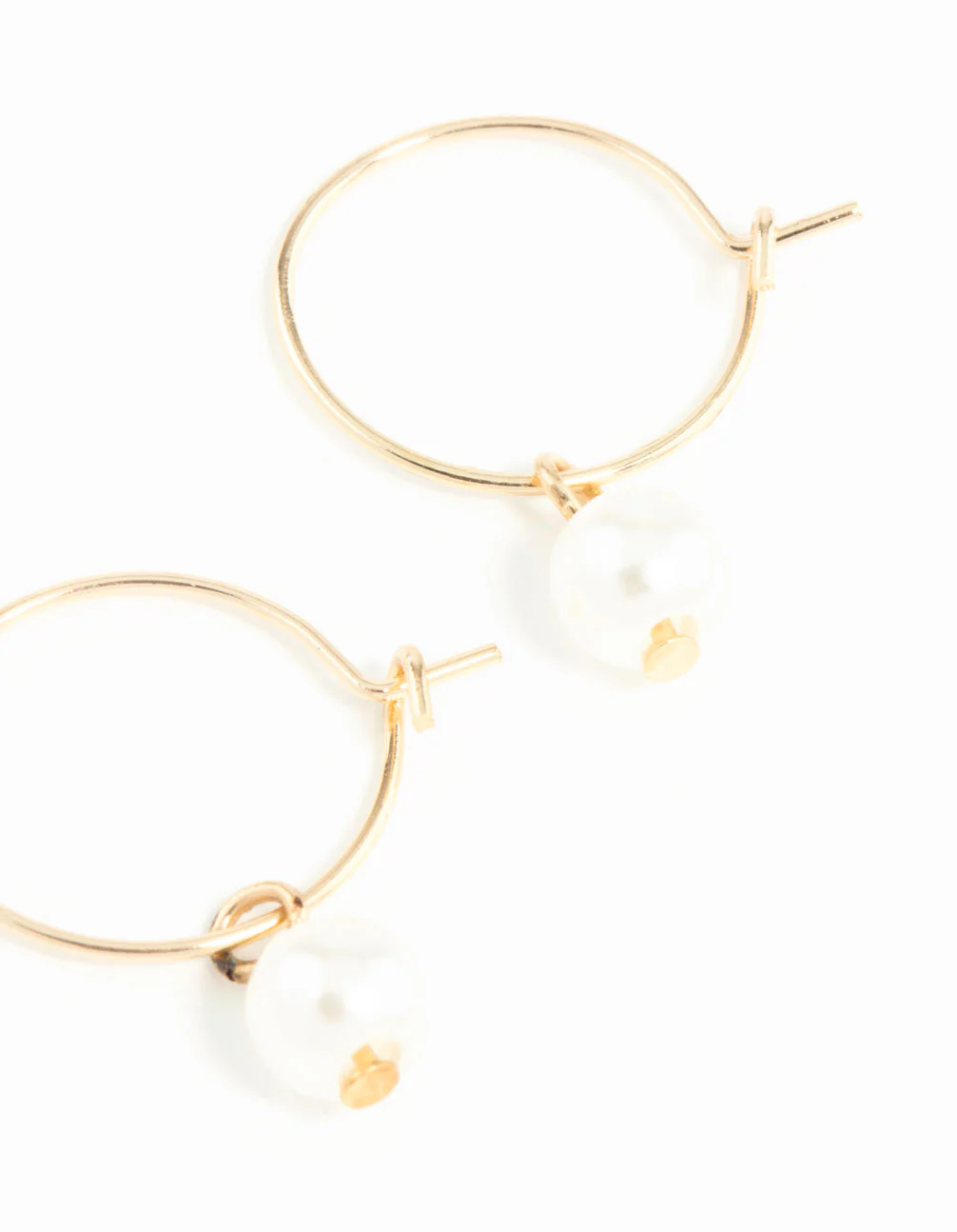 Gold 3mm Pearl Hoop Earrings - Image 5