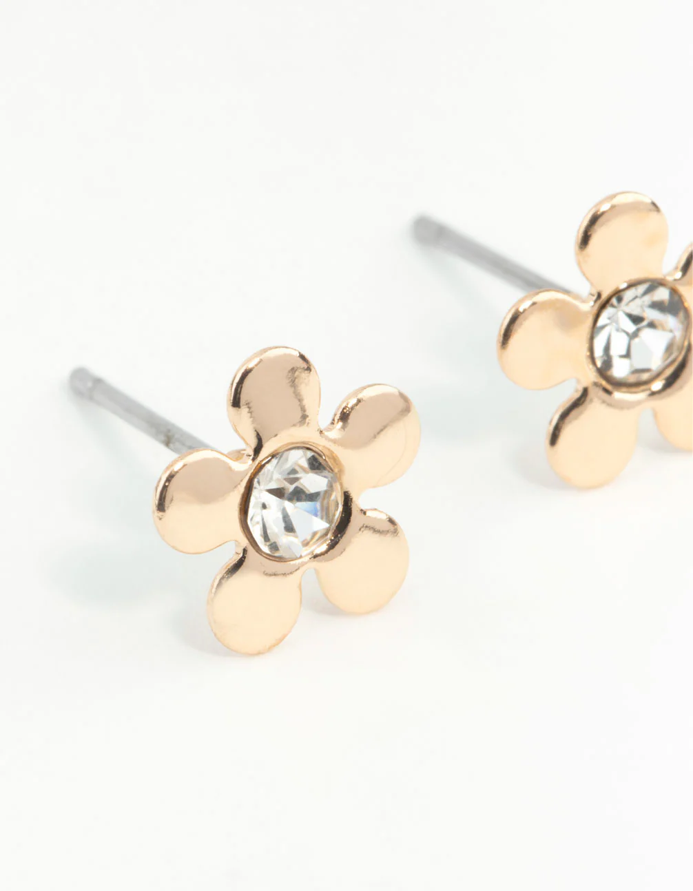 Gold Mini 70s Dia Flower Stud Earrings - Image 2