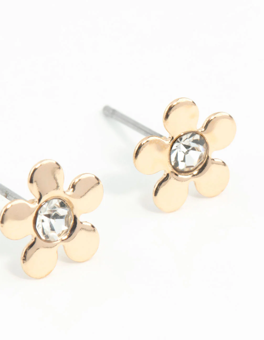 Gold Mini 70s Dia Flower Stud Earrings - Image 3