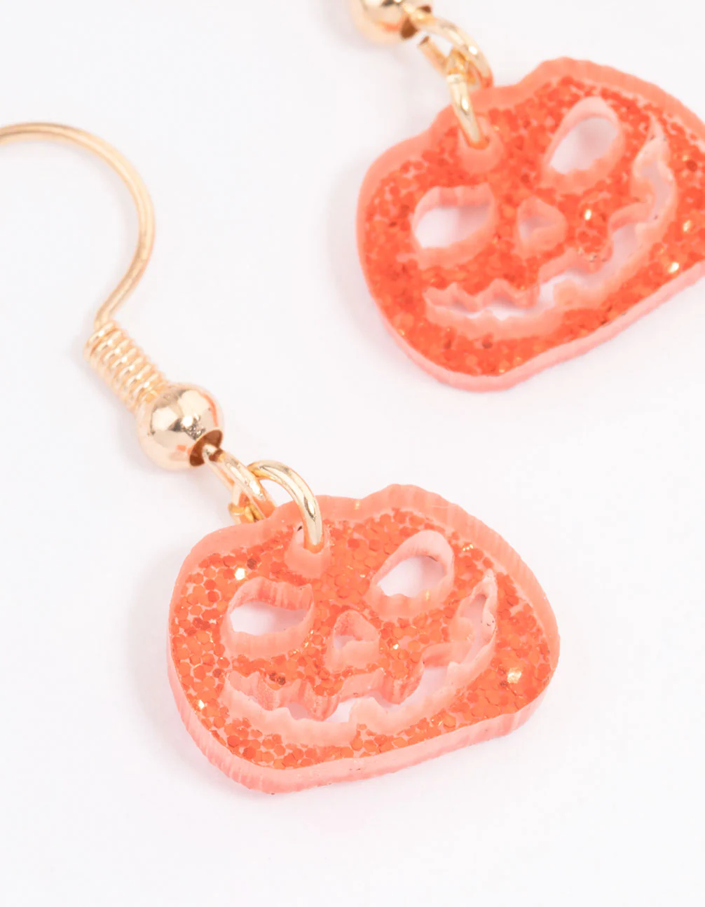 Gold Angry Pumpkin Drop Earrings - Image 2
