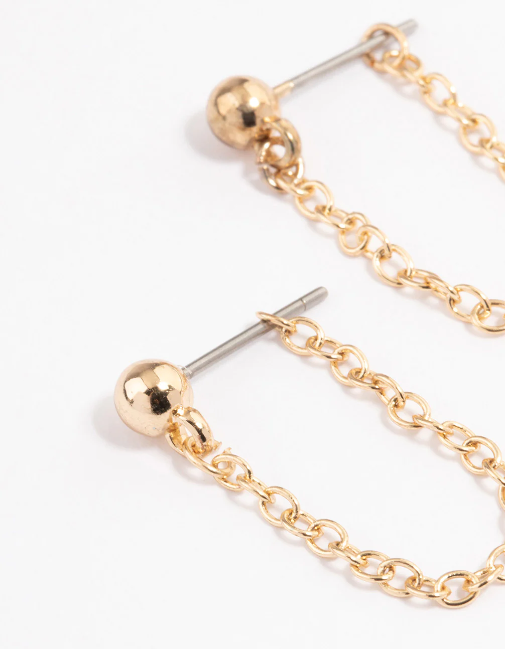Gold Ball Chain Front & Back Earrings - Image 2