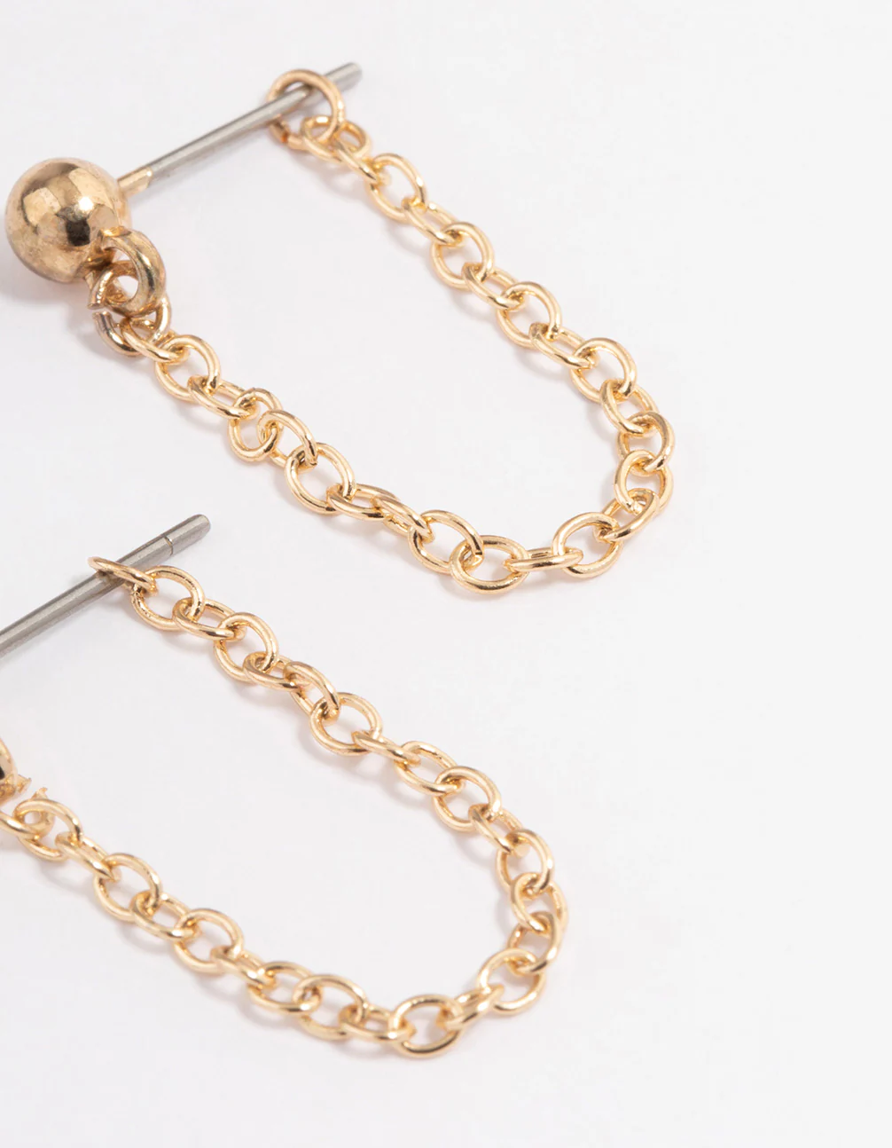 Gold Ball Chain Front & Back Earrings - Image 3