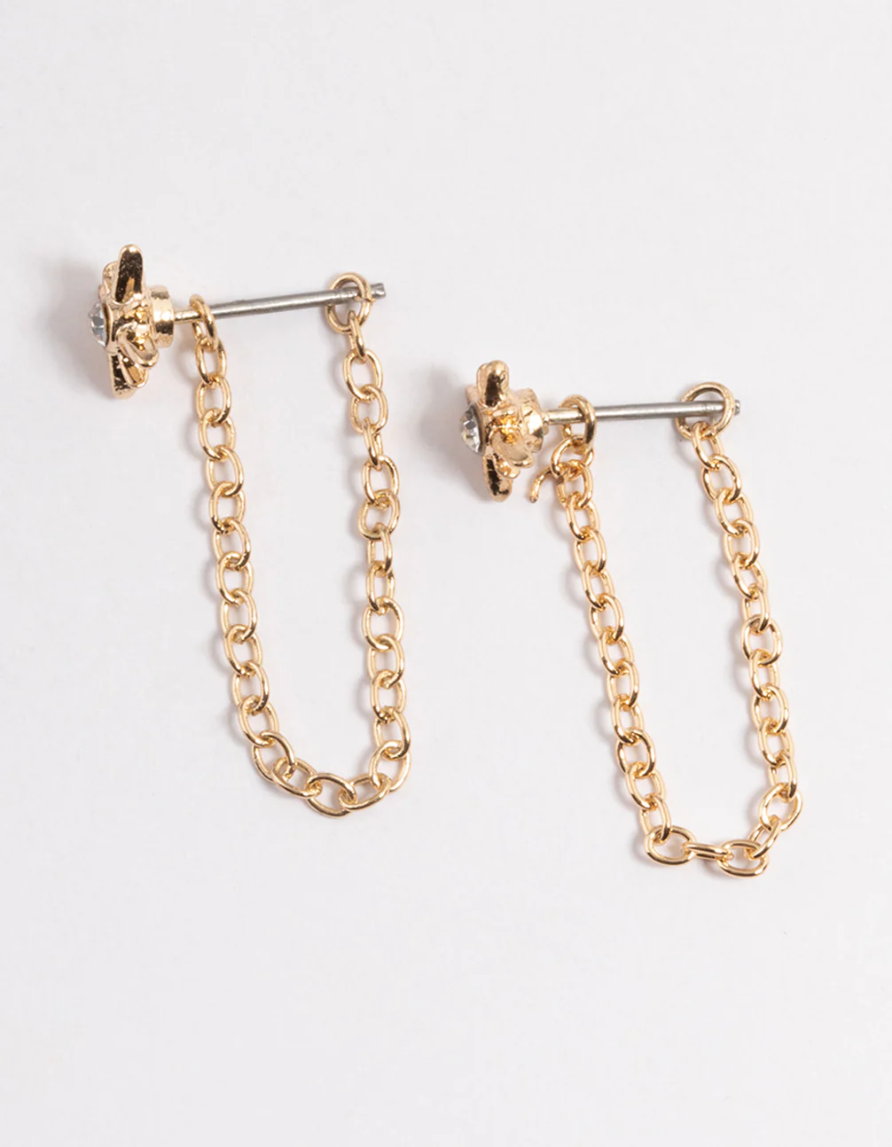Gold Chain Front & Back Stud Earrings - Image 3