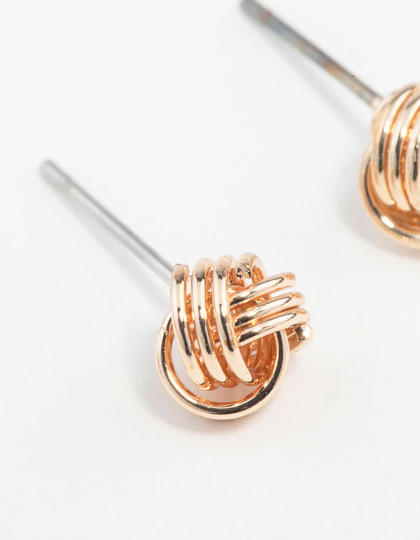 Gold Classic Mini Knot Earrings - Image 4