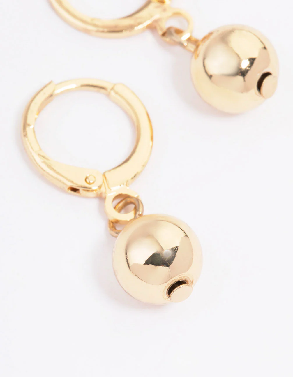 Gold Small Classic Ball Huggie Earrings - Image 3