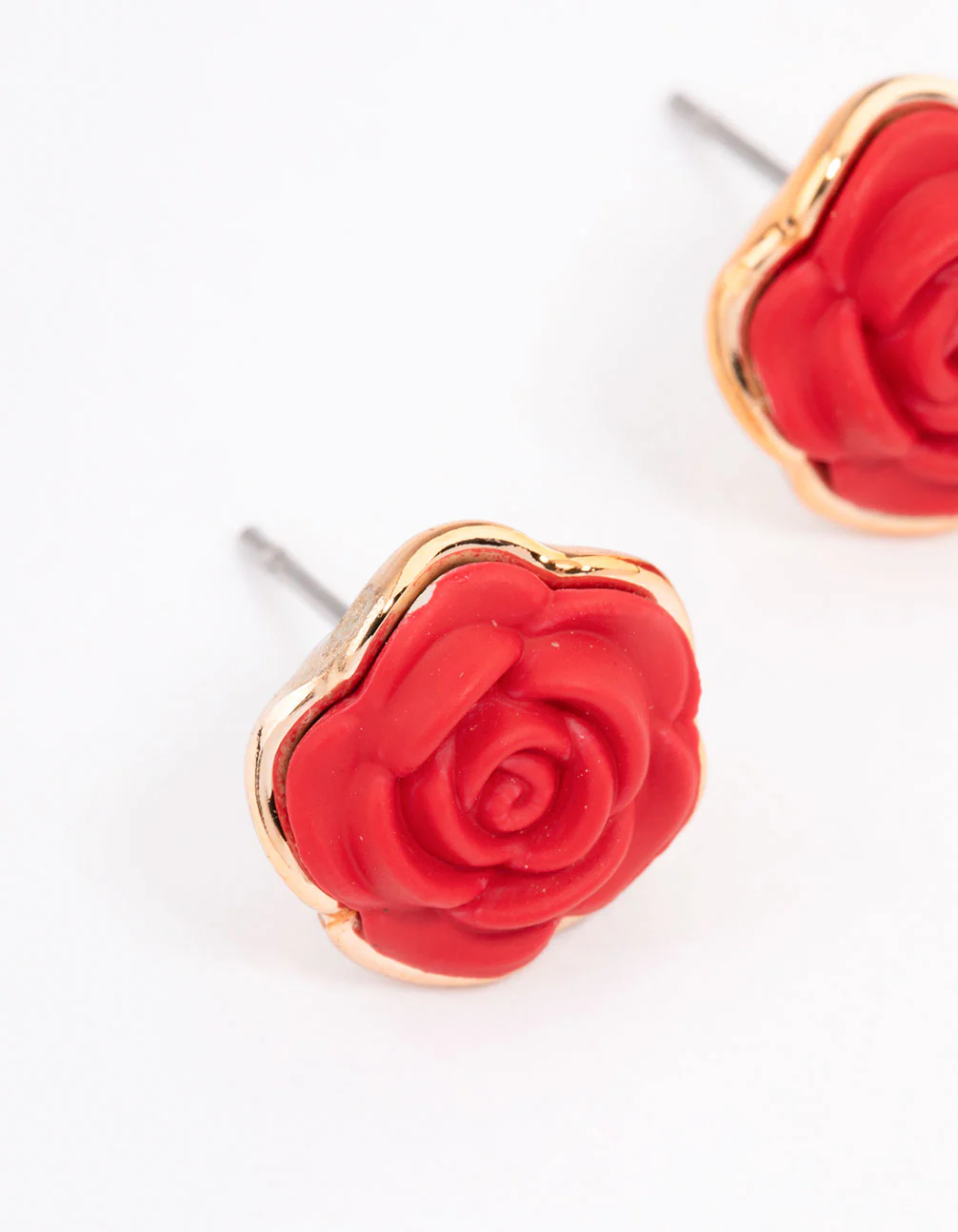 Gold Coated Rose Stud Earrings - Image 2