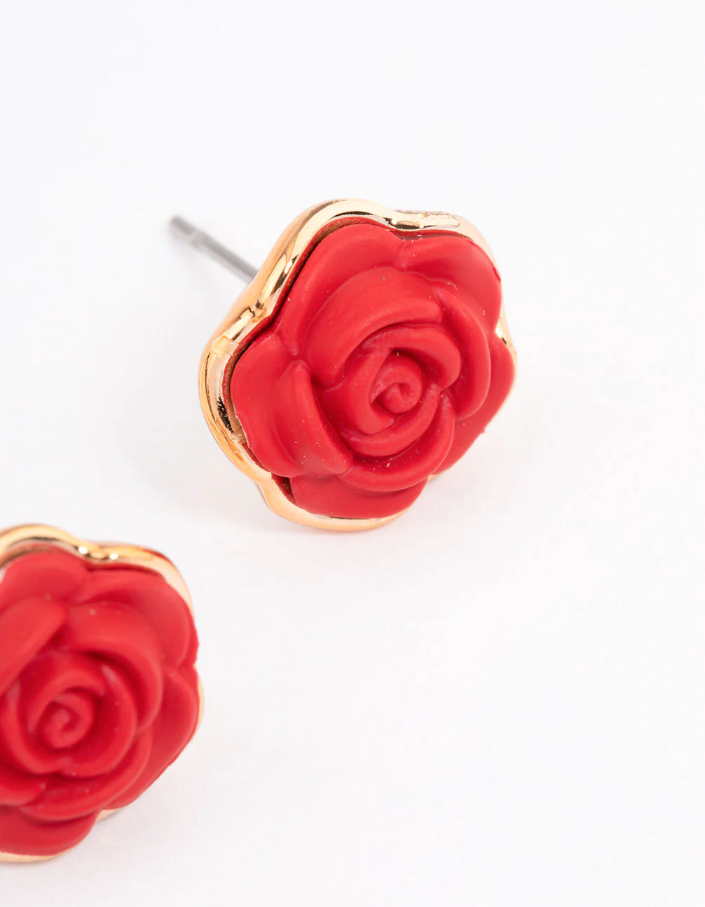 Gold Coated Rose Stud Earrings - Image 3
